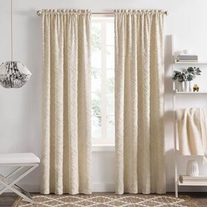 Blake Window Curtain Diamond Clipped Rod Pocket Panel, Tan, 42" x 84"